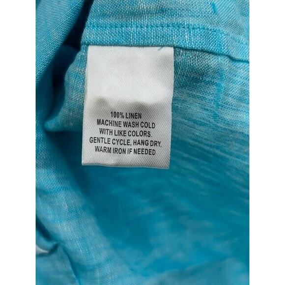 UNTUCKit Blush Button Down Shirt Long Sleeve Collared 100% Linen Aqua Size 6 NEW - Picture 5 of 6